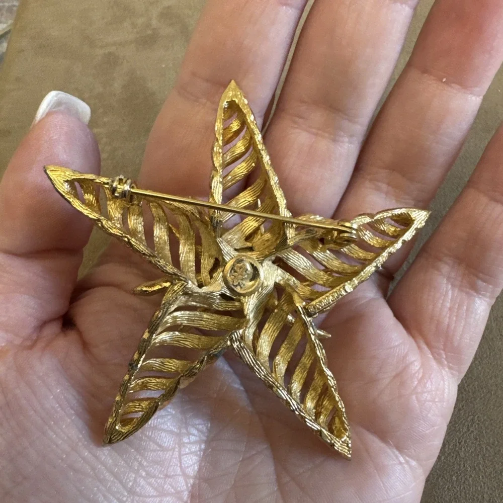 Coro Craft Vintage Gold Tone Large Starfish Star Brooch EUC Large
